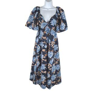 Abercrombie & Fitch Angel Sleeve Twist Front Midi Dress Medium Petite DR-1831